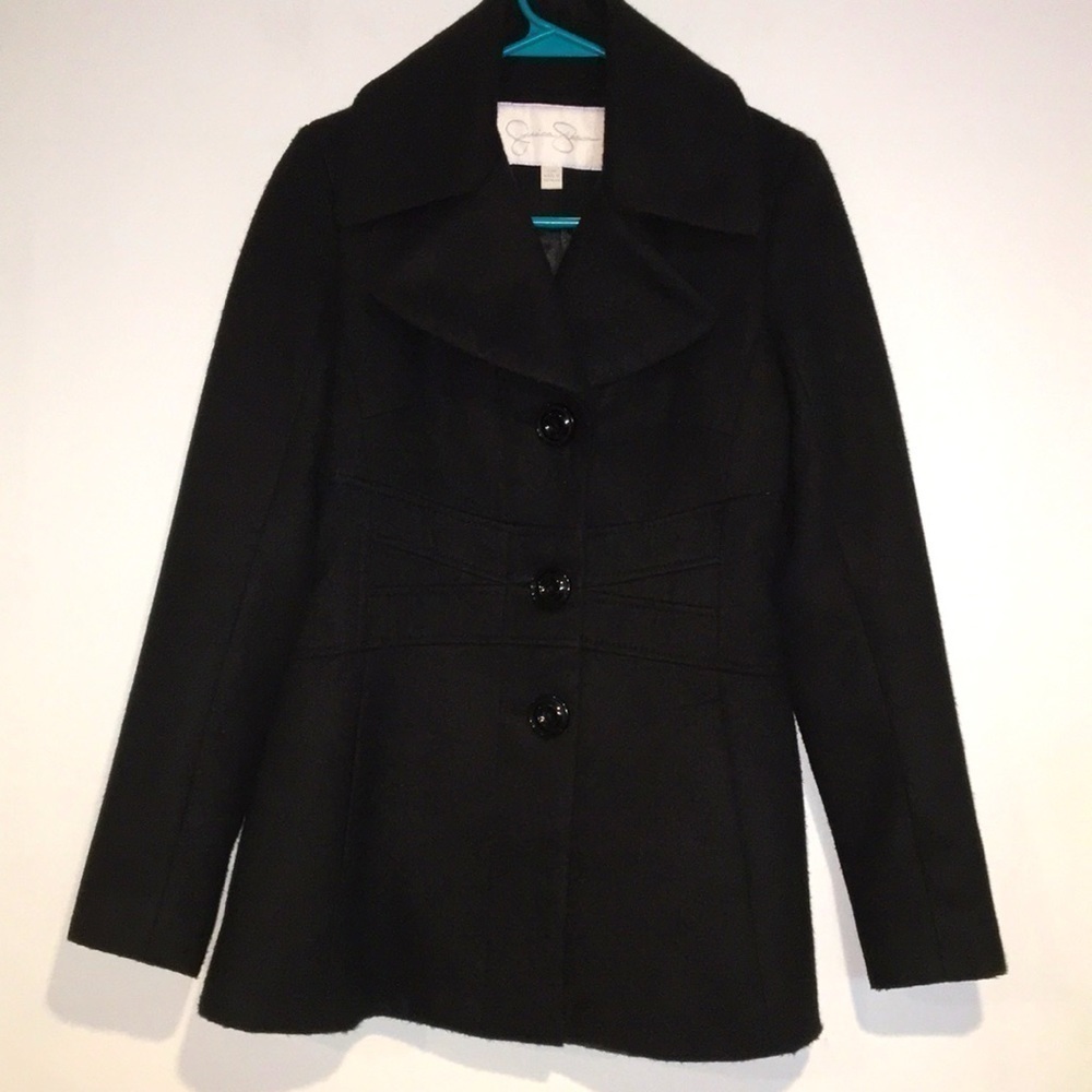 Jessica Simpson pea coat black three buttons with pockets size X small